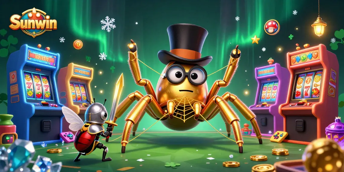 Engage in the thrill of Sunwin's vibrant casino world with golden characters and dynamic gaming elements.