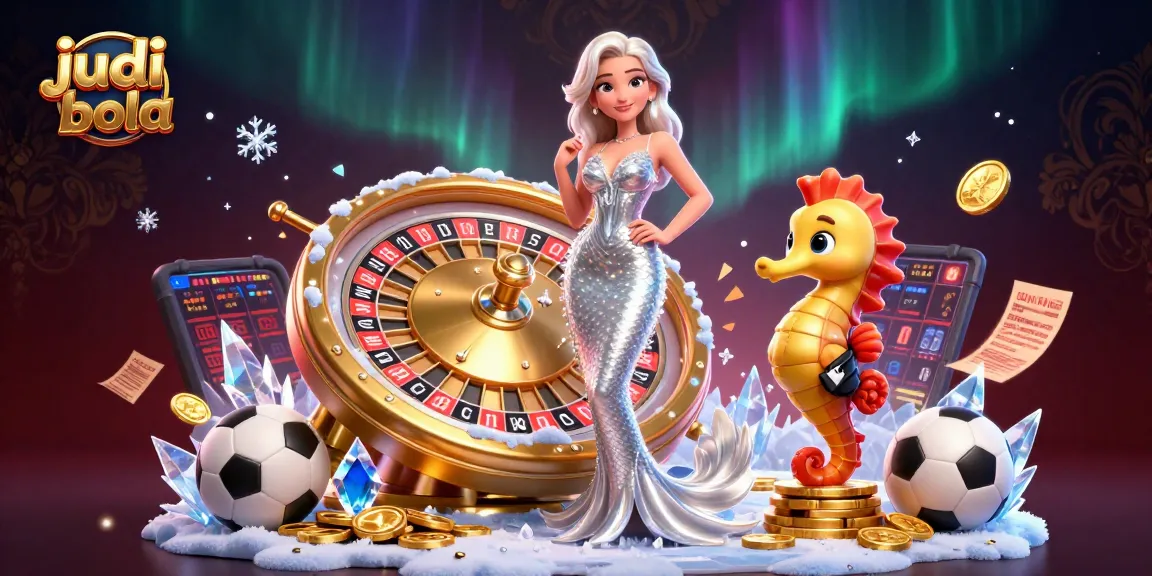 Engage in judi bola with vibrant sports betting scenes and a glamorous character illustration.