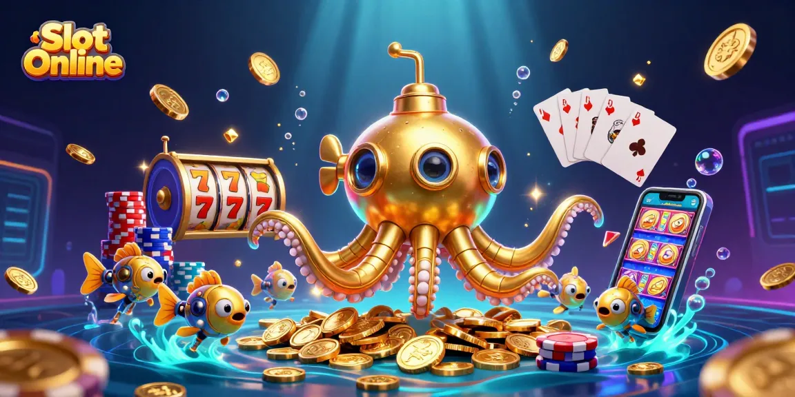 Engage in thrilling Slot Online action with a colorful underwater scene filled with festive elements.