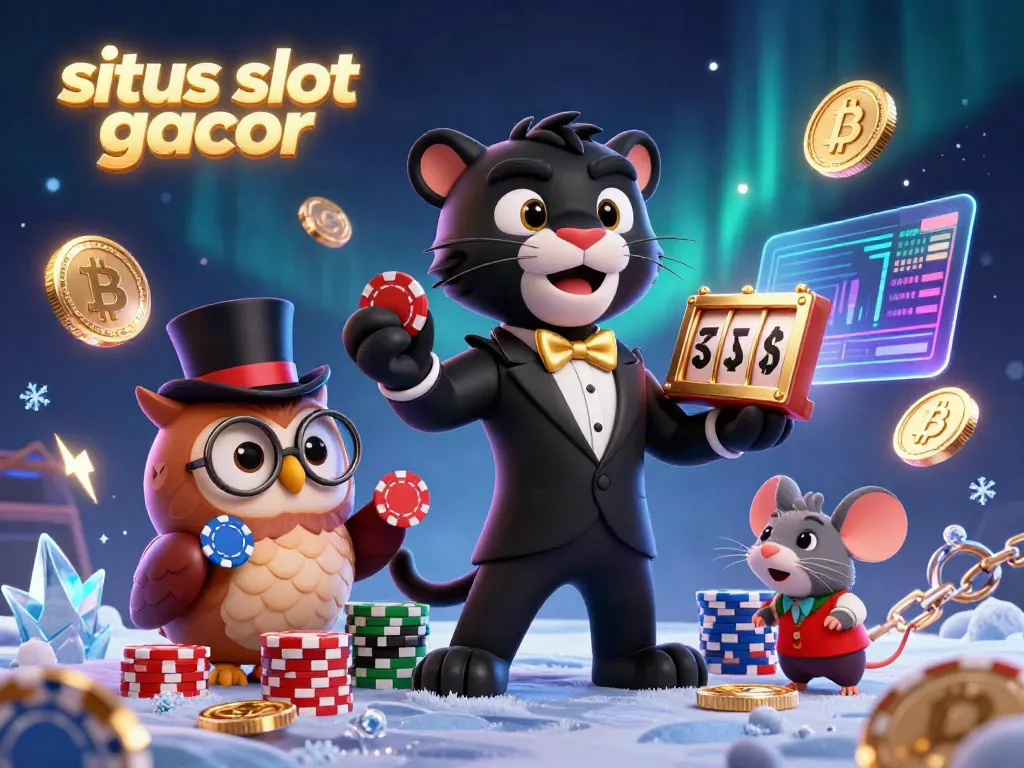Experience excitement with situs slot gacor featuring a stylish panther dealing slot reels and treasure in a vibrant casino.