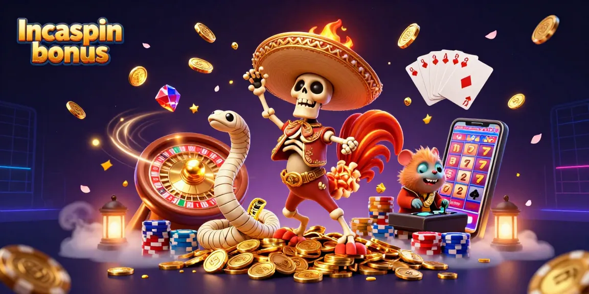 Experience the thrill of the Incaspin bonus with vibrant characters celebrating on golden coins.