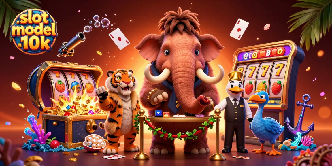 Experience the excitement of slot modal 10k in this vibrant, cartoon-style casino illustration.
