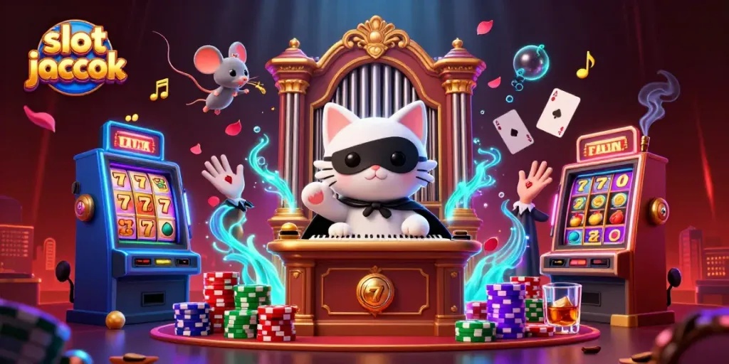 Experience the thrill of the slot jackpot with 3D quirky characters amidst vibrant casino elements.