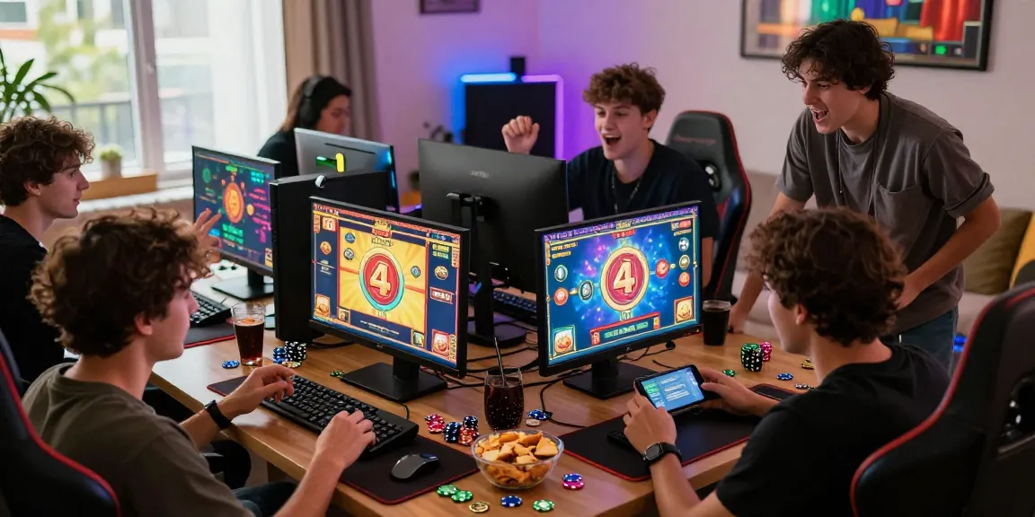 Players enjoying immersive kecak4d online slot games with vibrant graphics and snacks in an engaging atmosphere.