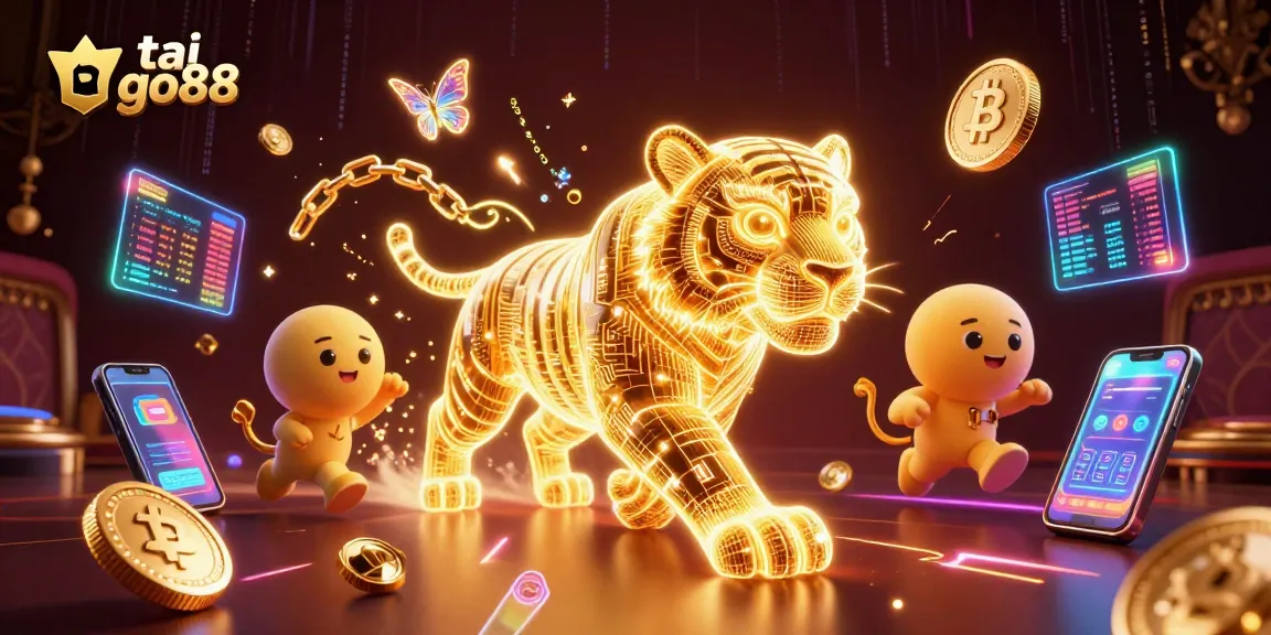 Join the tai go88 adventure with a golden tiger as it prowls through a dynamic digital casino.