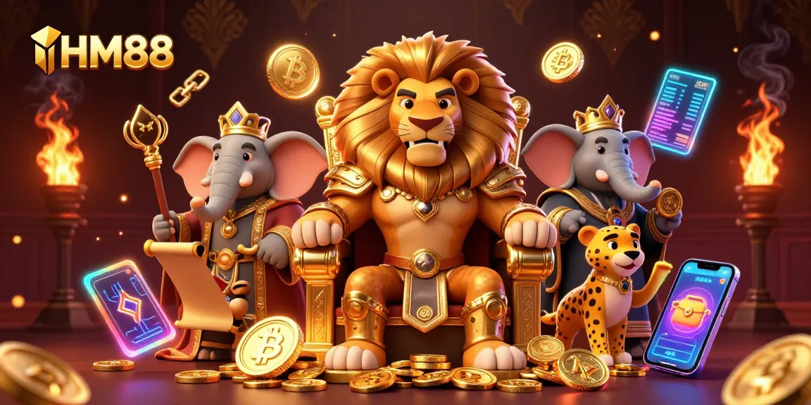 Experience exciting gaming action at HM88 with vibrant 3D characters and dynamic elements showcasing online gambling.