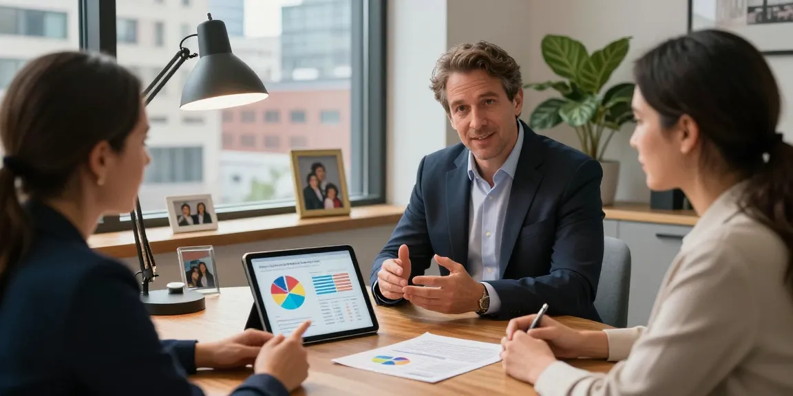 Serge Robichaud meeting clients to discuss legacy planning and financial strategies in a modern office.