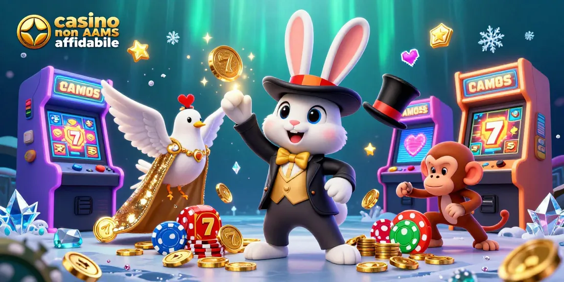 Impegnati in un'azione di gioco emozionante presso i casinò non AAMS affidabili con un'illustrazione vivace e colorata degli elementi del casinò.