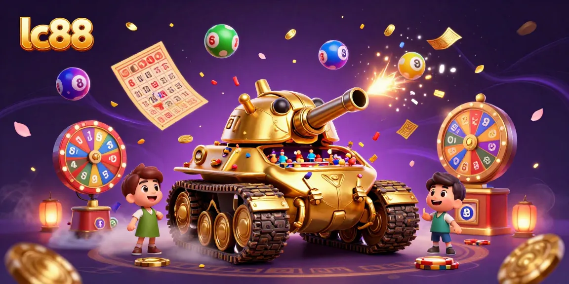 Experience excitement at lc88’s mini casino inside a golden beetle tank, bursting with lottery balls and golden tickets.