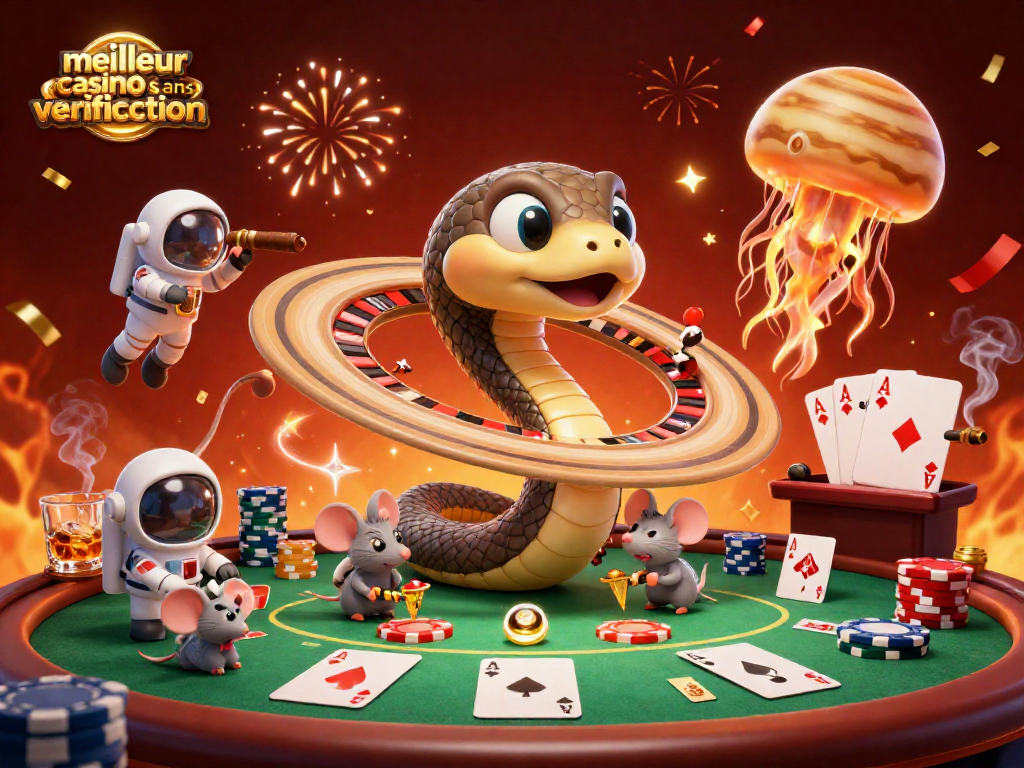 Placer des paris sur le meilleur casino sans vérification avec le serpent de Saturne et des astronautes.