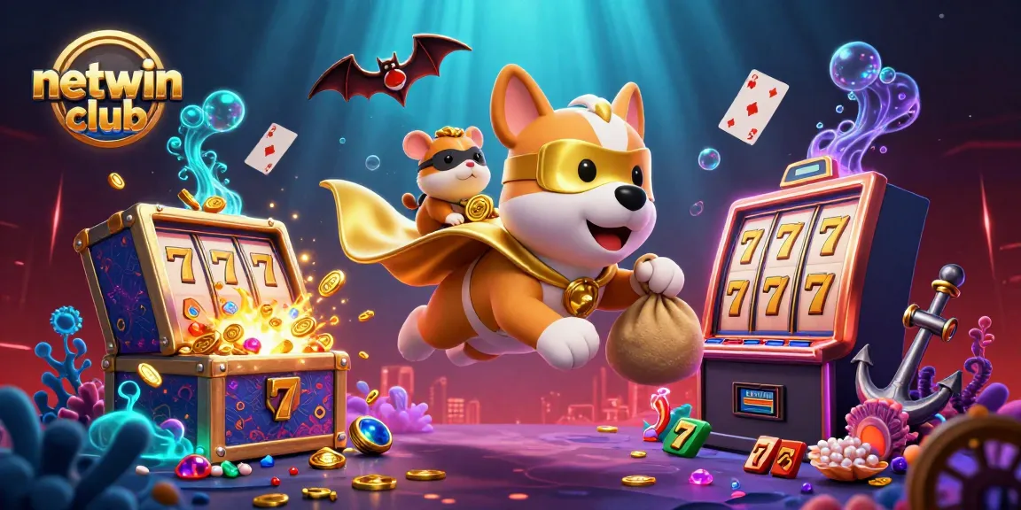 Experience thrilling wins with netwin club's superhero dog and hamster amid vibrant jackpot elements!