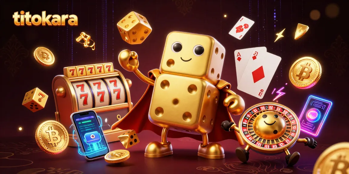 Experience titokara's vibrant casino adventure with glittering gold dice and captivating game elements.