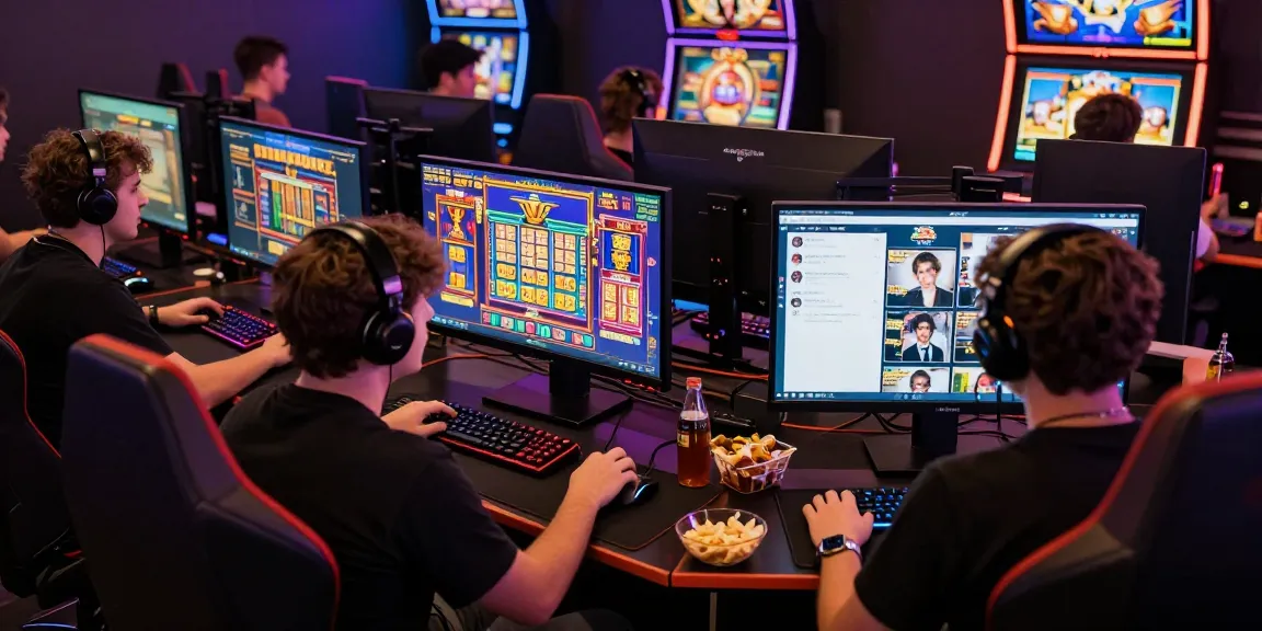 Exciting gaming scene showcasing players at raja328 situs, engaged in interactive slot games.